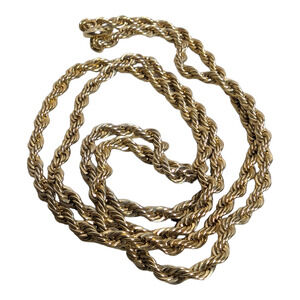 Twisted Gold Tone 22in Rope Chain Necklace Mens Womens Unisex Jewelry